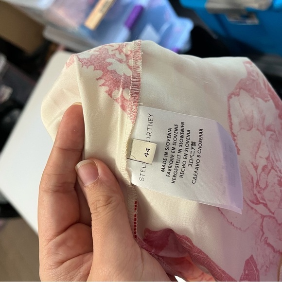 Stella McCartney Fiona Perennial Floral Silk Skirt Cream Red IT 44 US 10 Y - Picture 10 of 12